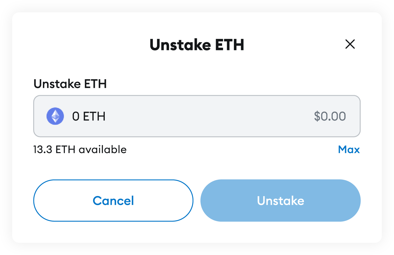 MetaMask Portfolio pooled staking unstake
modal
