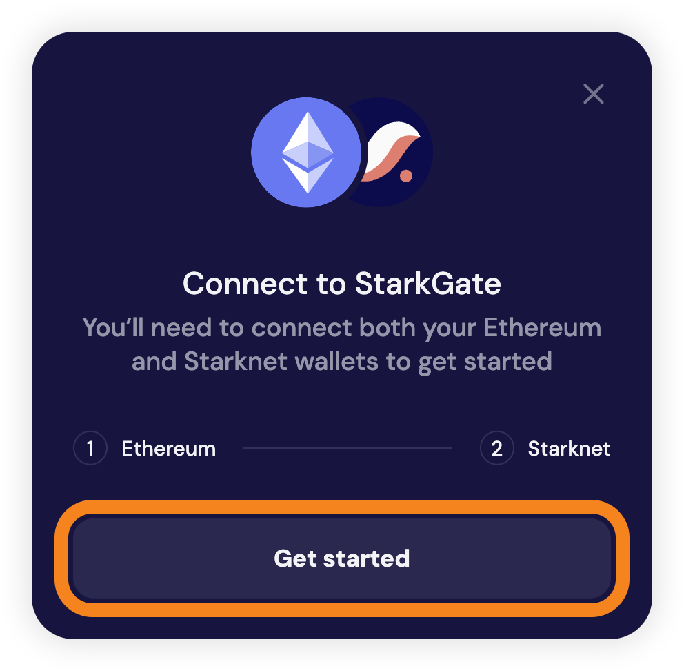 Connect to Starknet modal