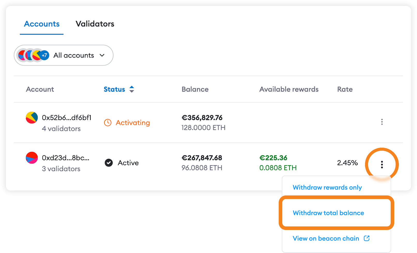 MetaMask Portfolio account withdraw total
balance