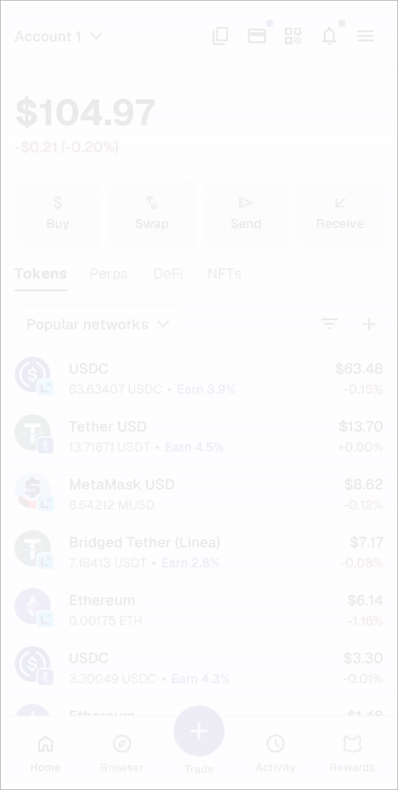 MetaMask mobile locate advanced settings