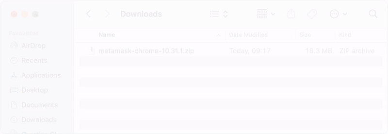 MetaMask unzip folder