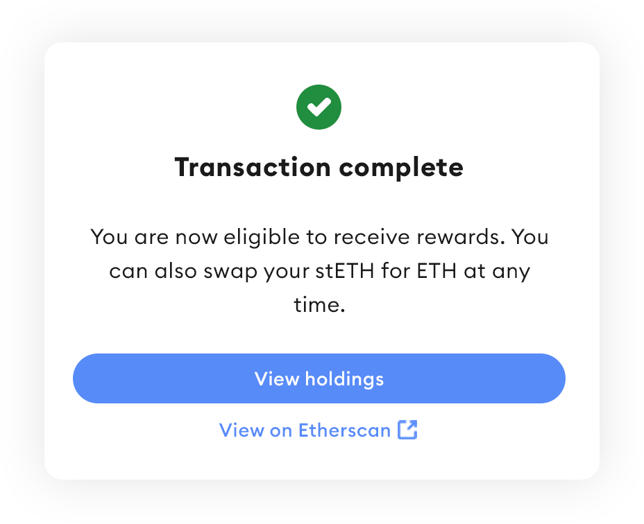 MetaMask Portfolio stake transaction
complete