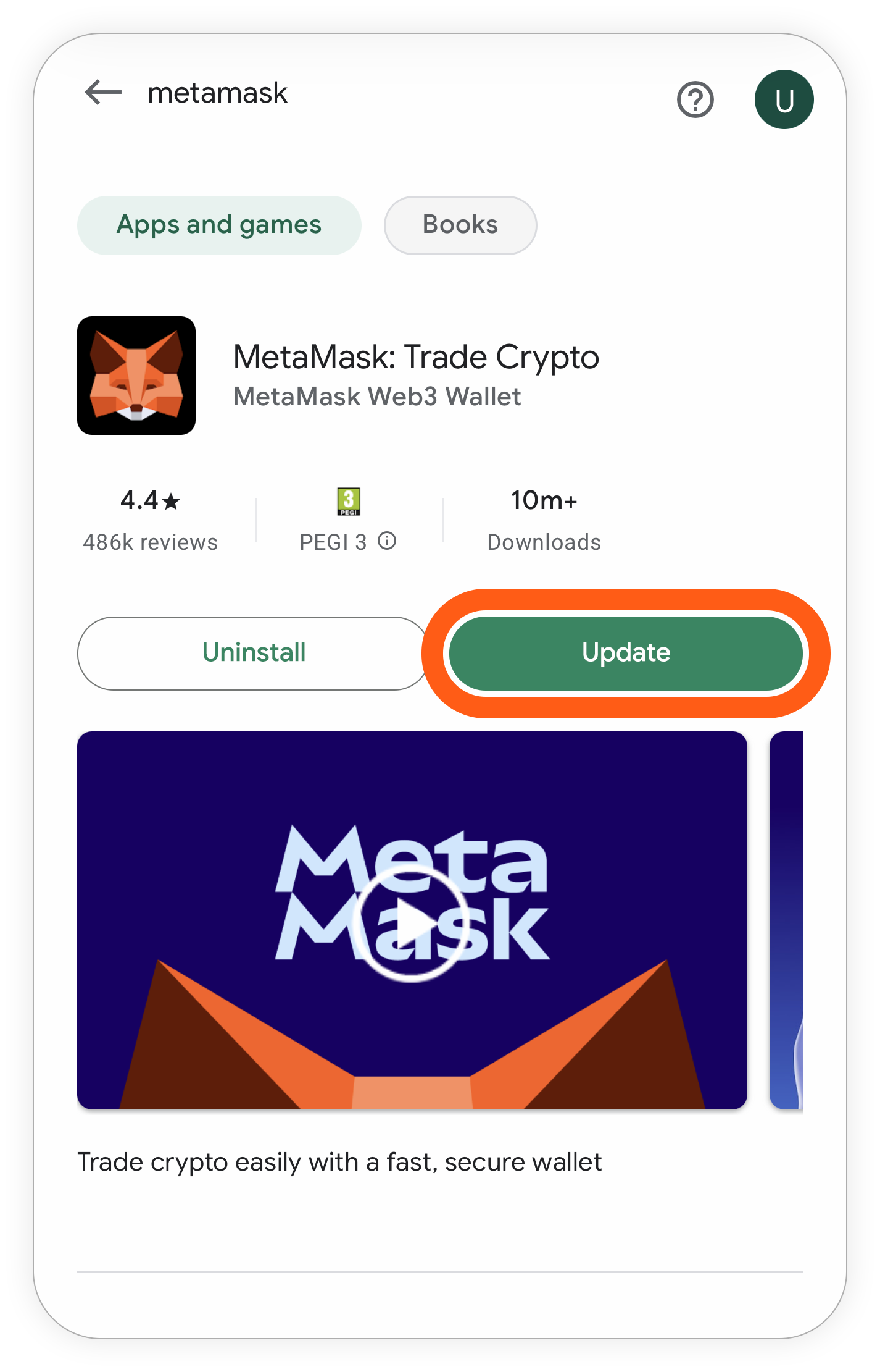 MetaMask Mobile android google play store update metamask