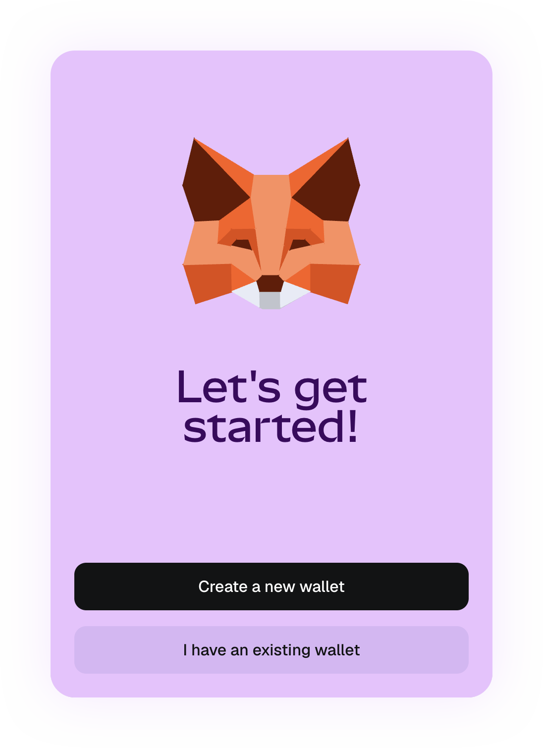 MetaMask extension onboarding create new wallet button
