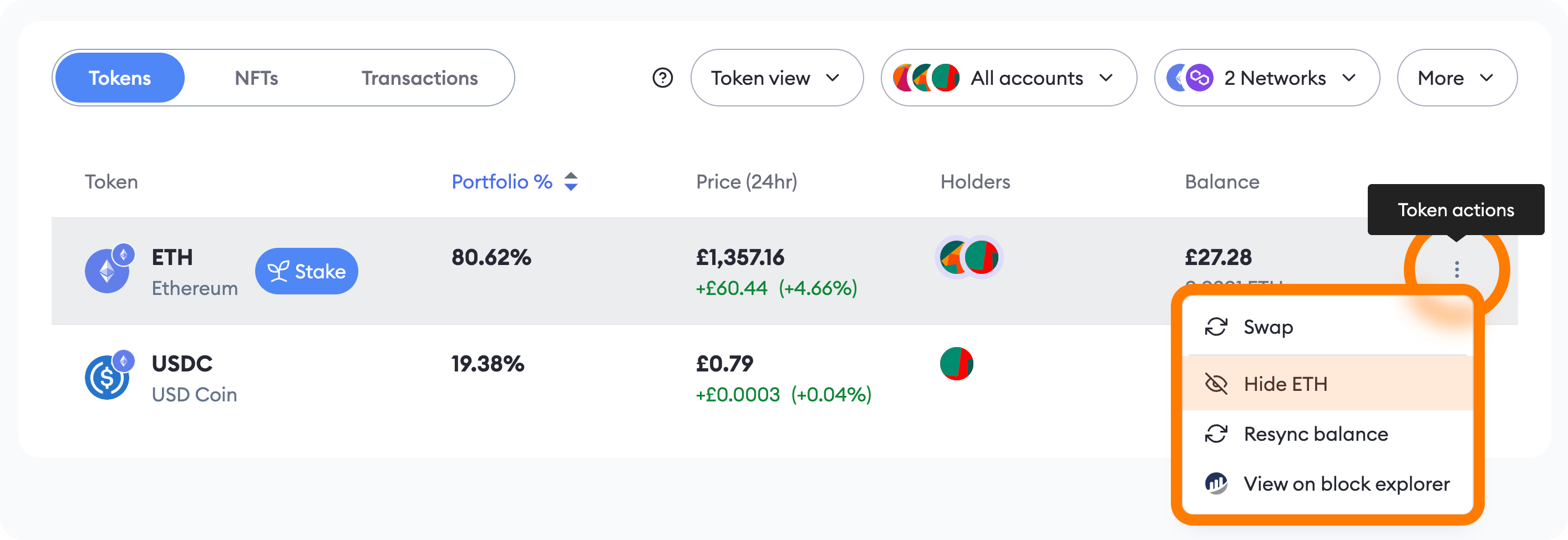 MetaMask Portfolio Dapp Hide
ETH