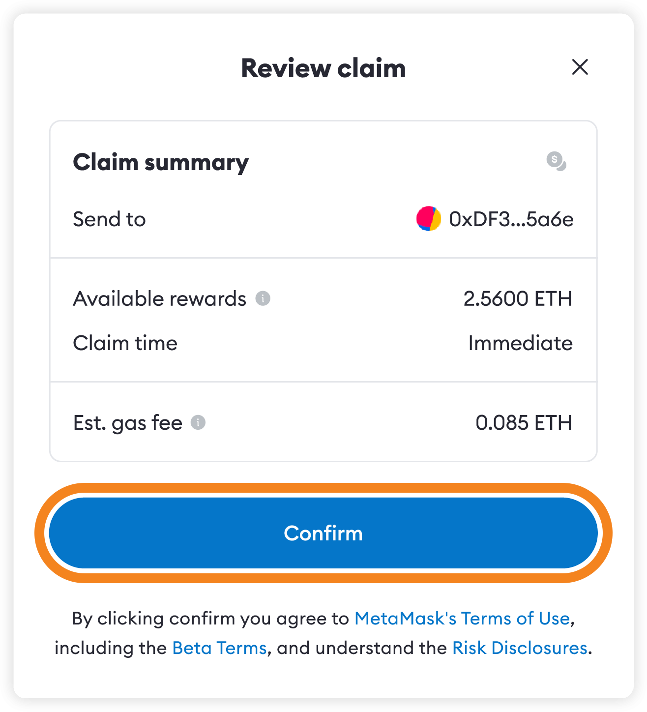 MetaMask Portfolio review rewards
claim