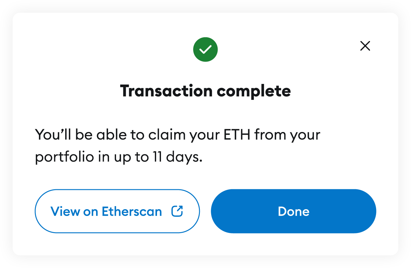 MetaMask Portfolio pooled staking unstake transaction
complete