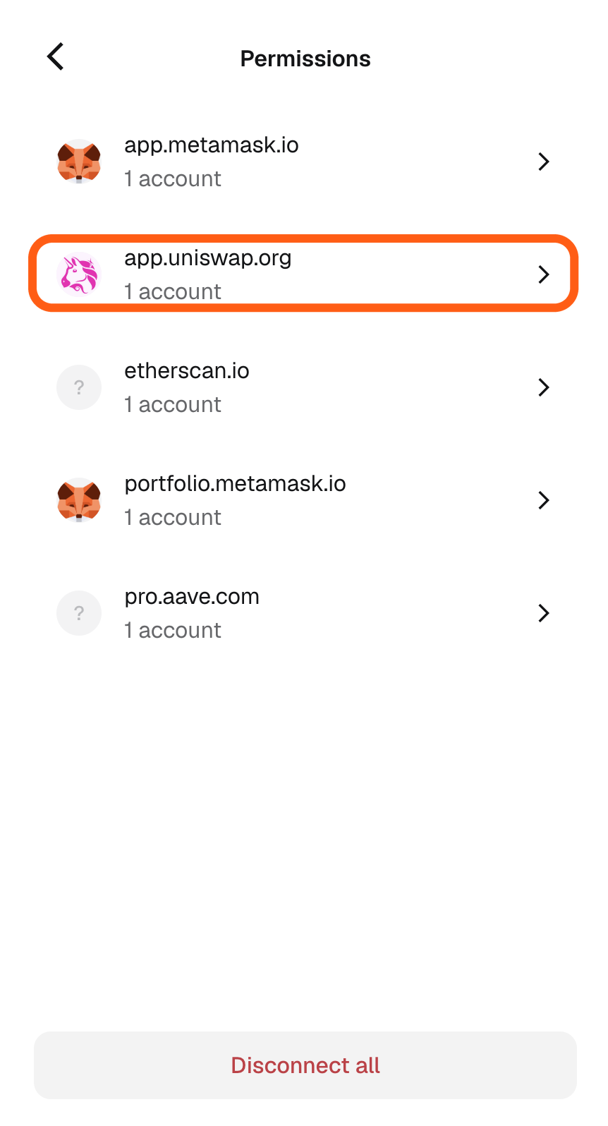 Manage dapp permissions