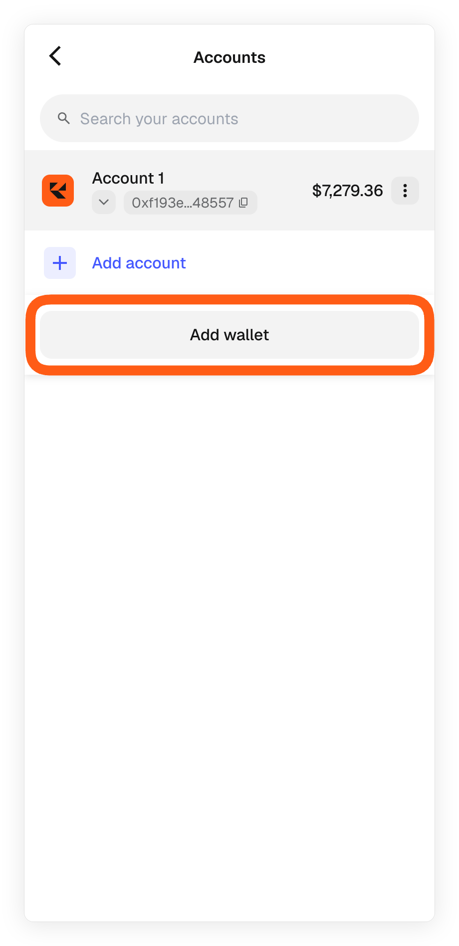 Metamask extension account list add wallet
