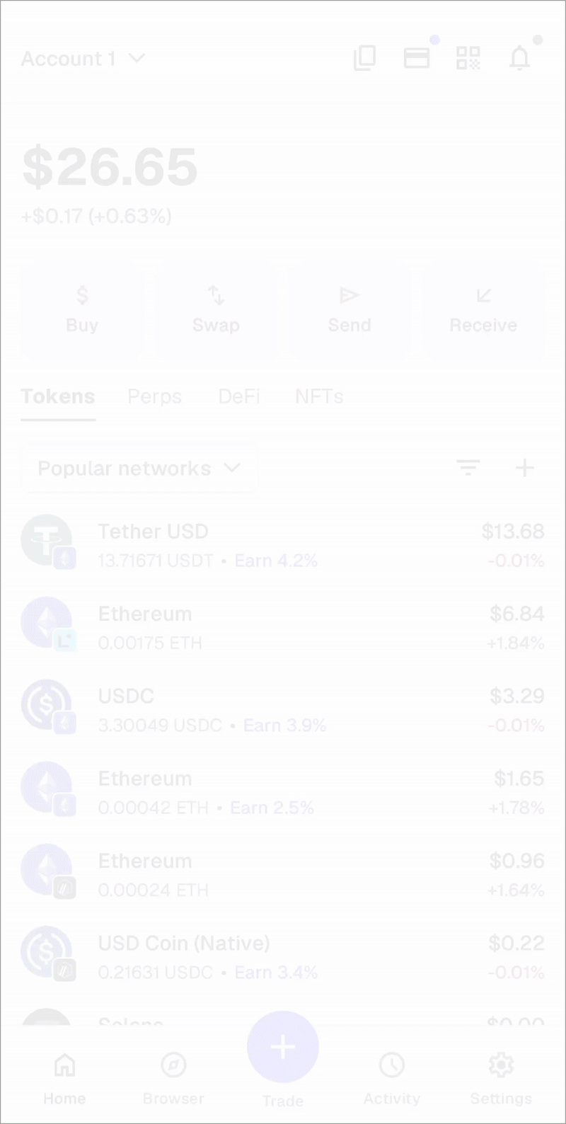 MetaMask Mobile locate account selector list
