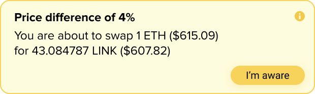 MetaMask price difference
warning