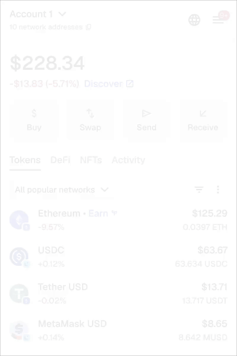 MetaMask extension locate add wallet button