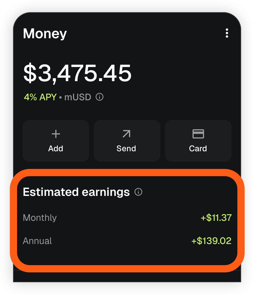 MetaMask mobile money account estimated earnings