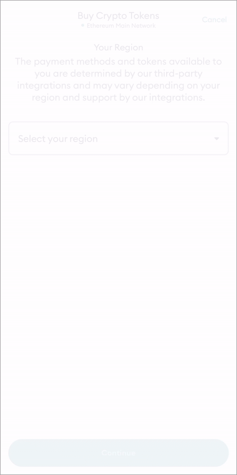 MetaMask select region
mobile