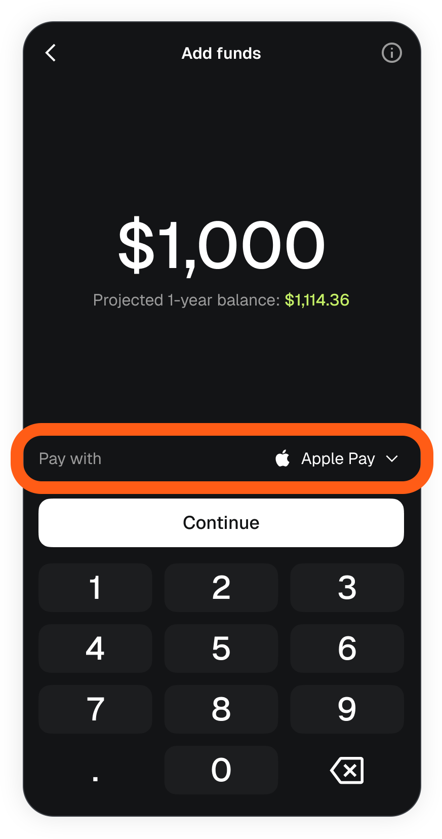 MetaMask mobile money account select amount pay with fiat