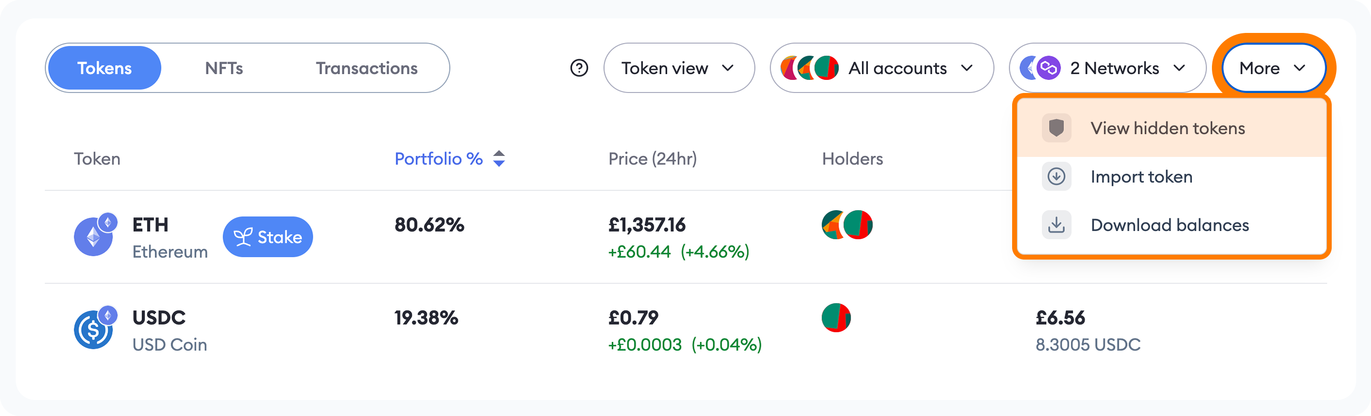 MetaMask Portfolio Dapp view hidden
tokens