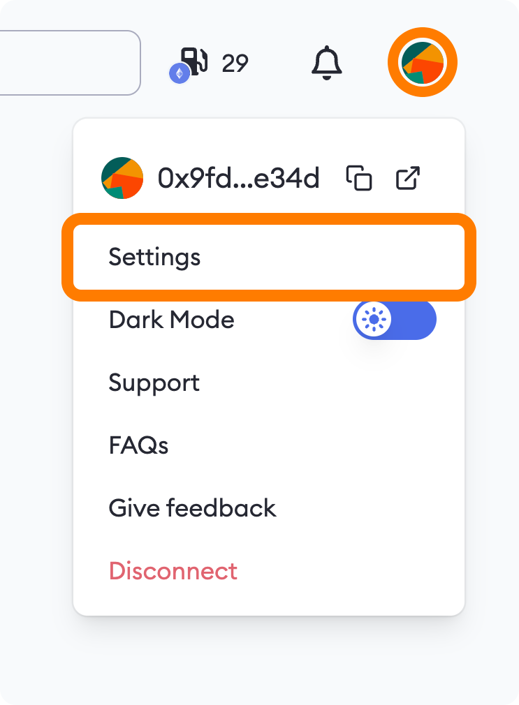 MetaMask Portfolio find account
settings