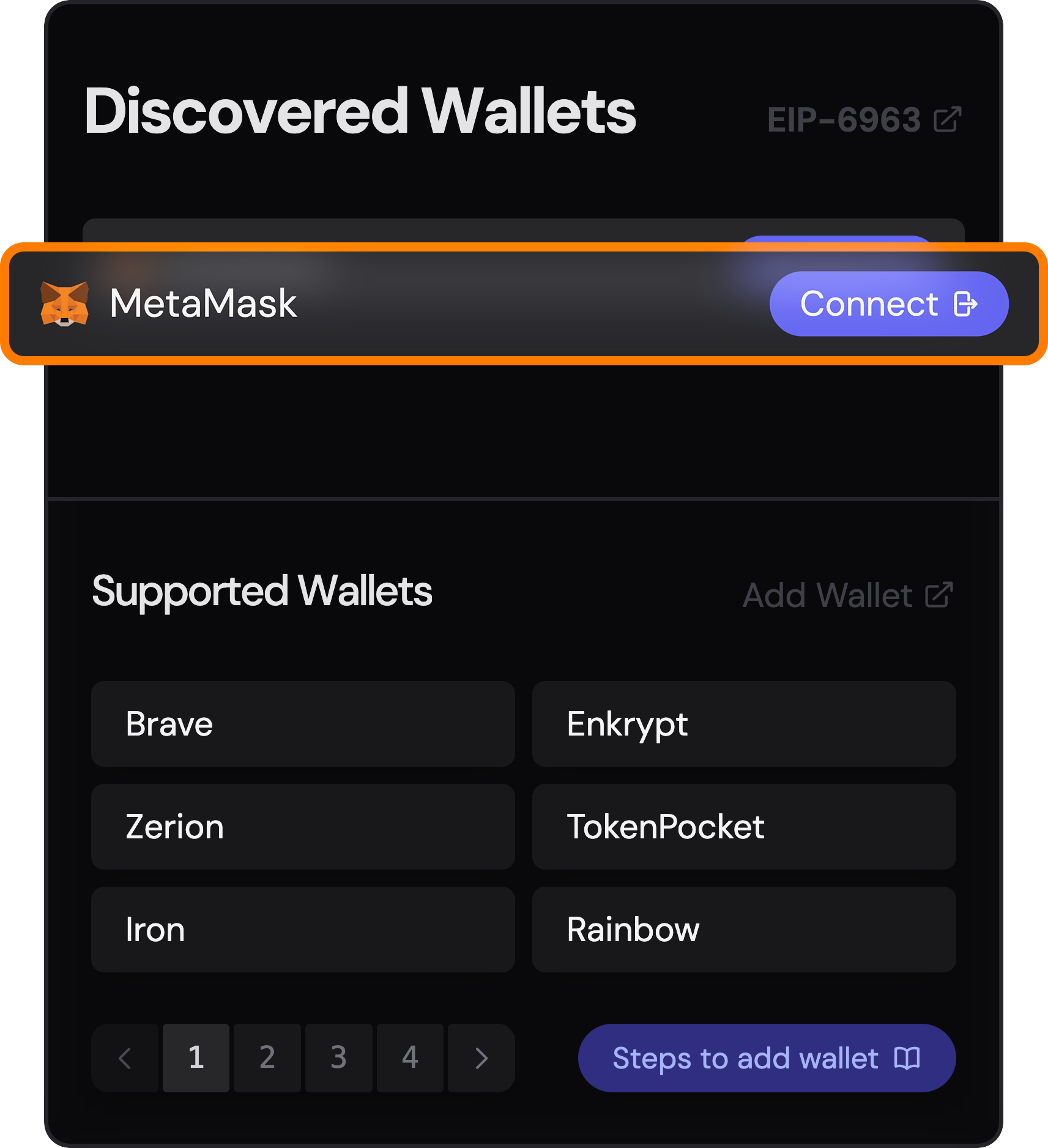 MetaMask connect to EIP-6963
dapp