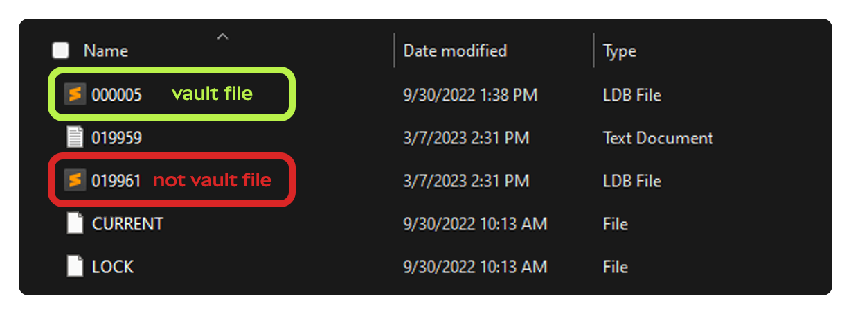 Identify vault file from file browser