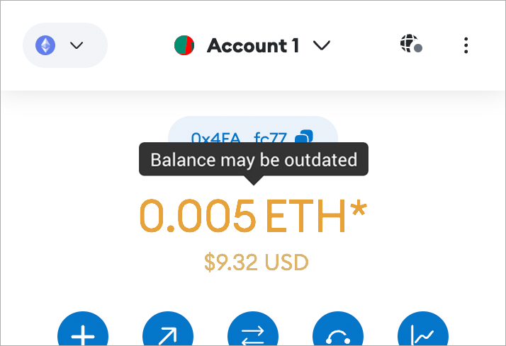 MetaMask outdated balance
message