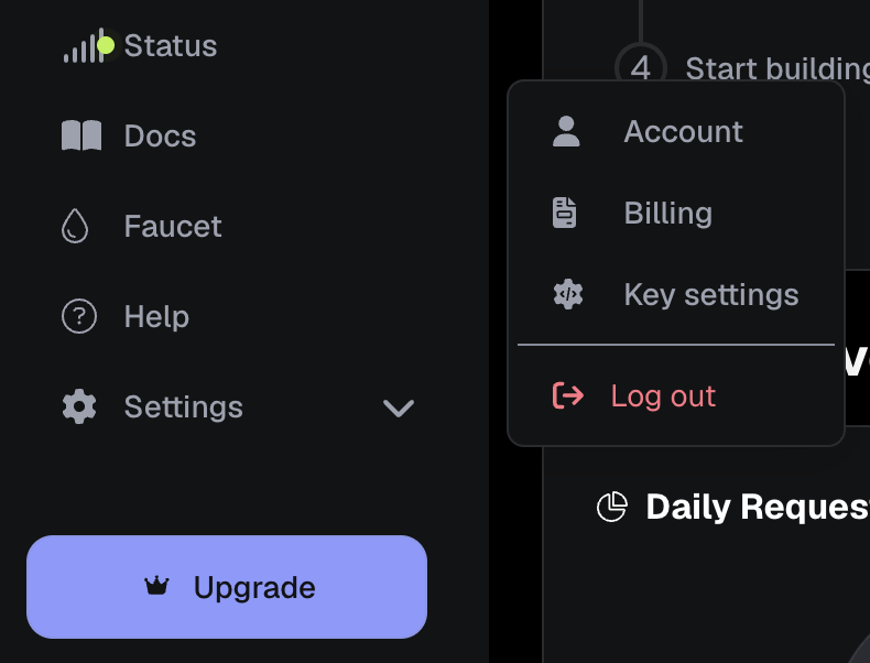 Find the billing menu via the sidebar