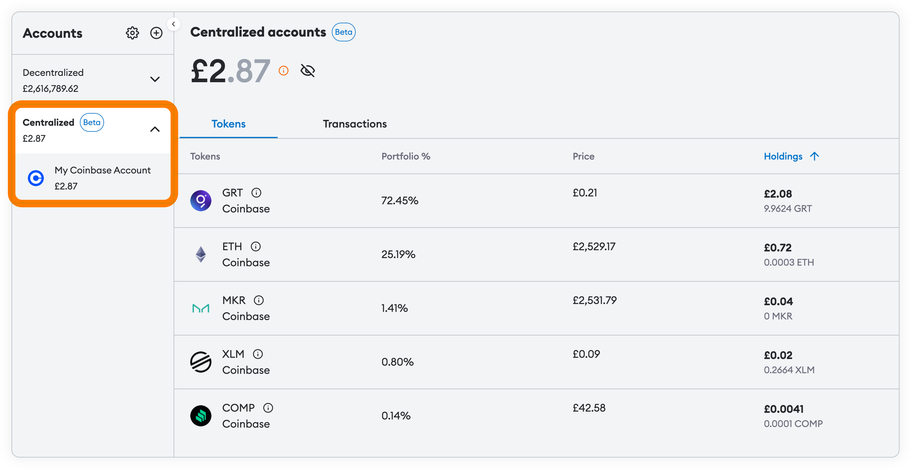MetaMask Portfolio view centralized
accounts