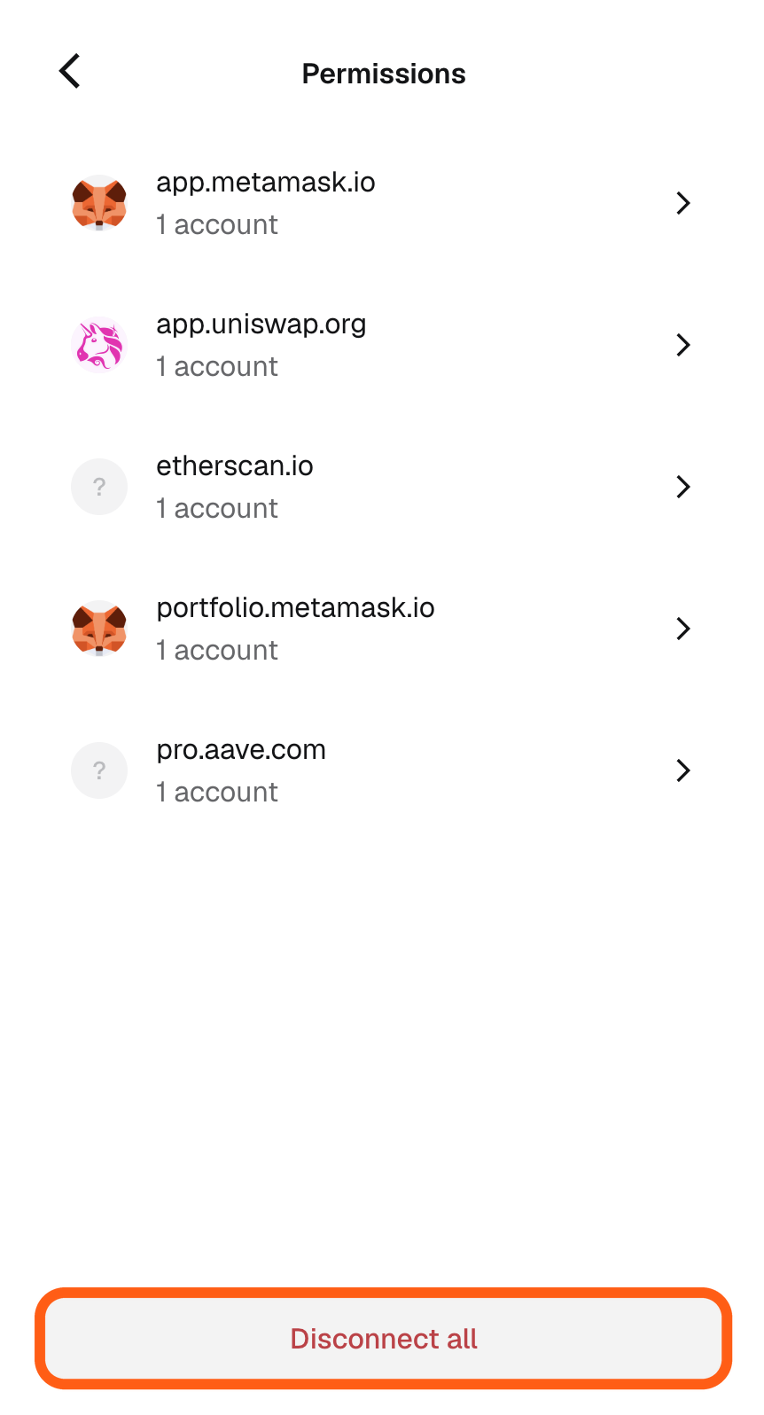 Manage dapp permissions