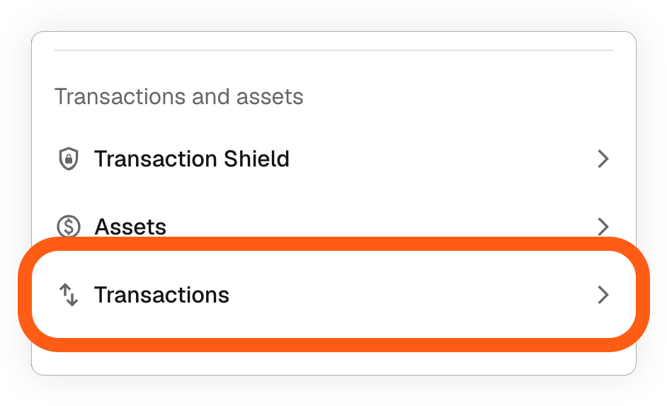 MetaMask extension locate settings transactions menu