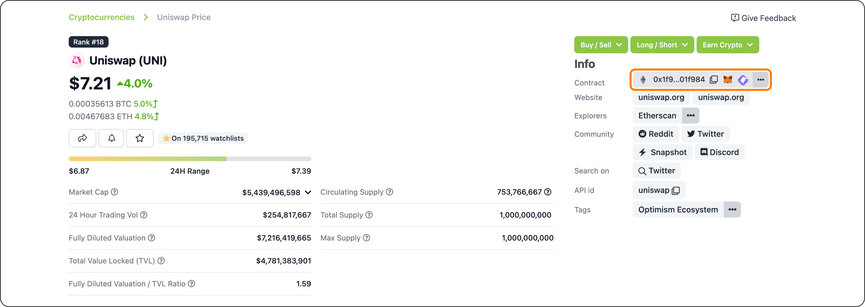 Find contract address coin listing site
desktop