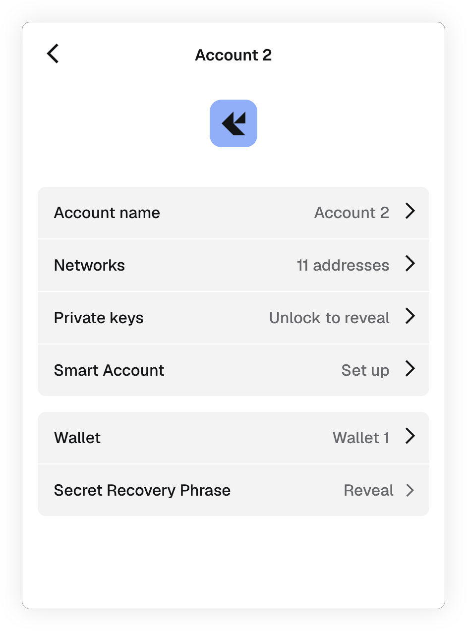 MetaMask extension account details menu