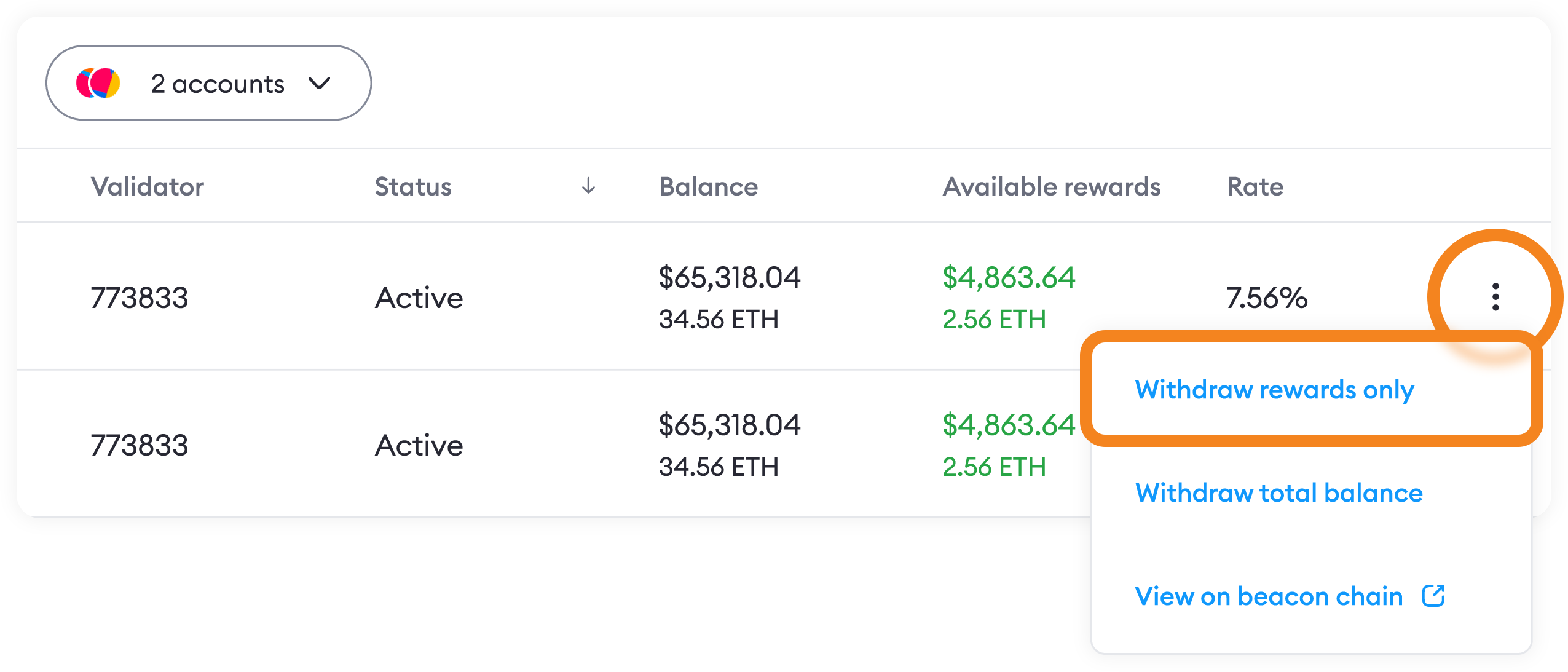 MetaMask Portfolio withdraw rewards
only