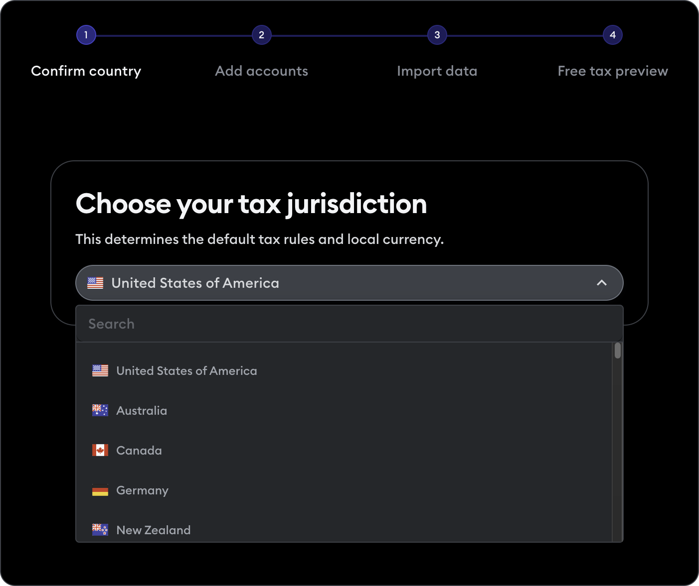 MetaMask Portfolio Summ choose tax jurisdiction