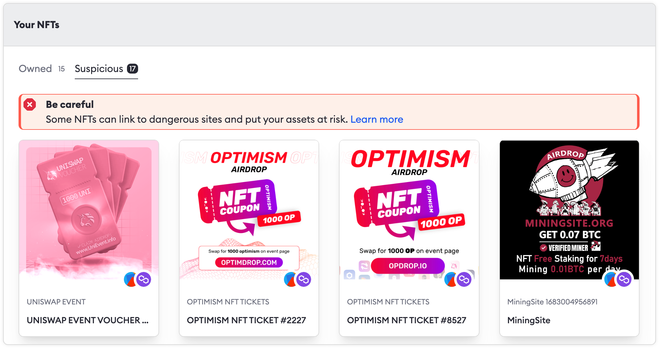 NFT airdrop scam example