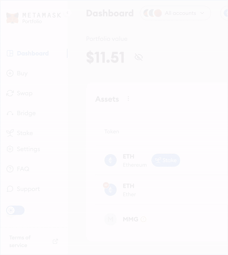 MetaMask Portfolio unverfied
token
