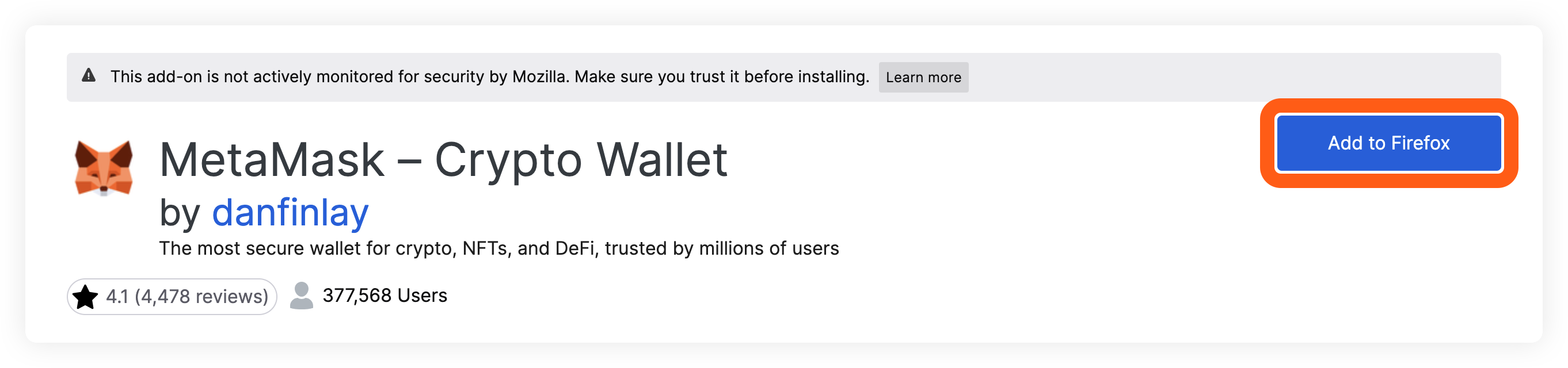 Firefox add MetaMask extension