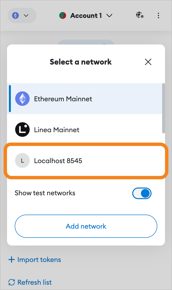 Using a local node in
MetaMask