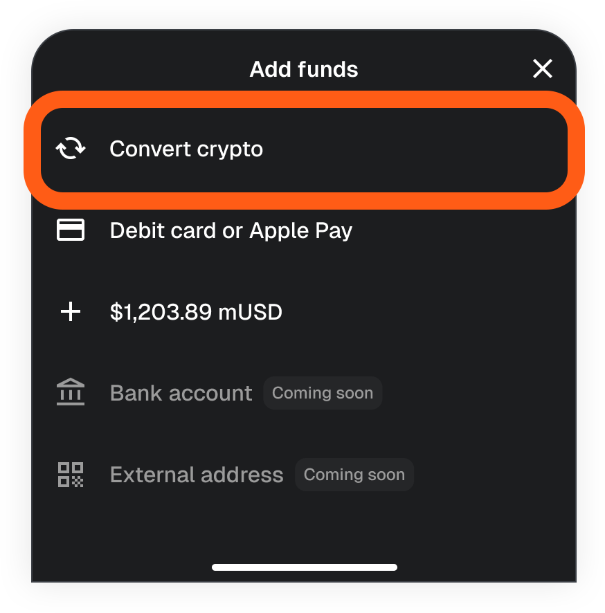 MetaMask mobile money account convert crypto option