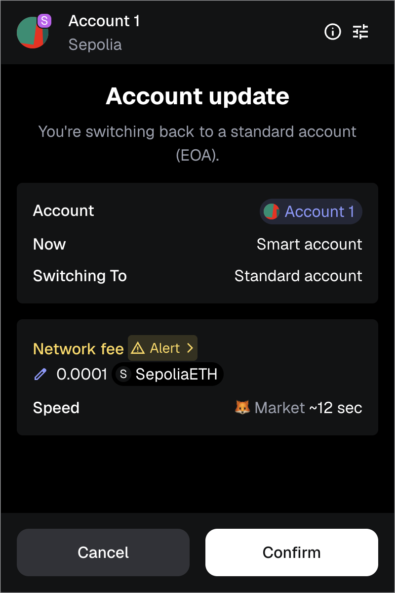 MetaMask Extension smart account switch back to EOA