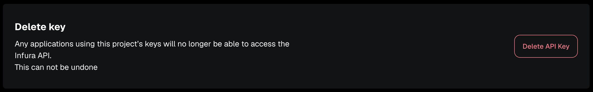 The Delete API key button
