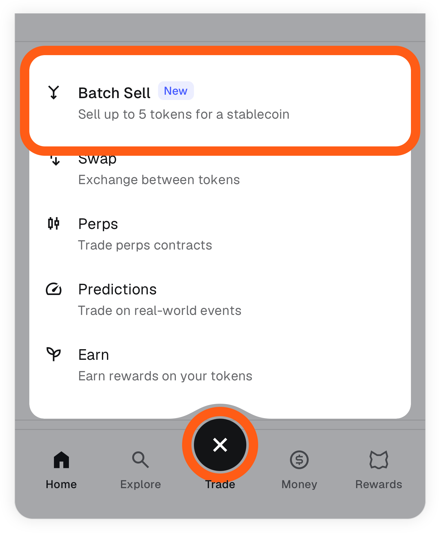 MetaMask mobile batch sell locate button