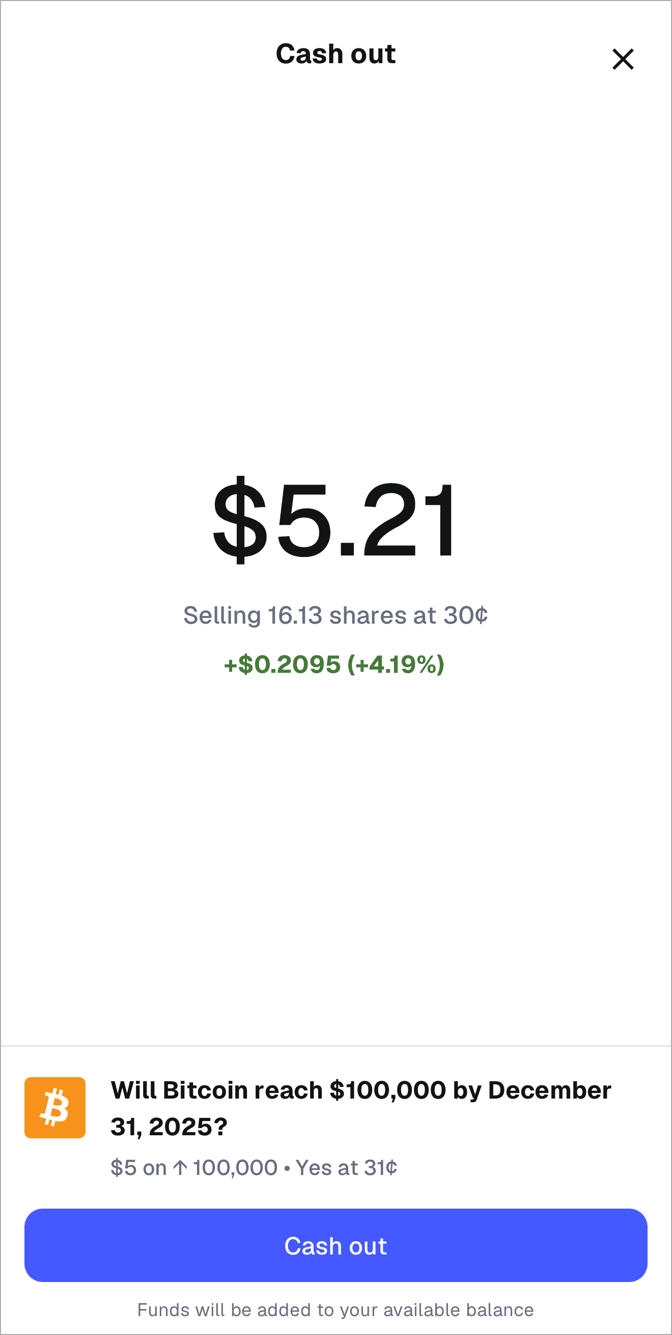 MetaMask mobile prediction market position cash out confirmation
