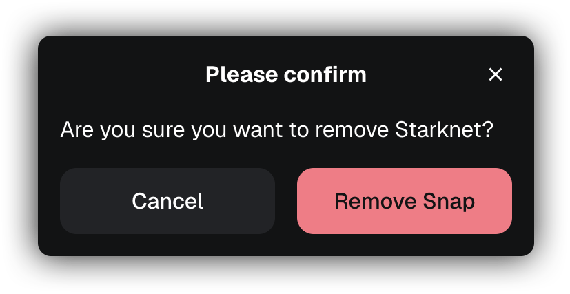 MetaMask extension remove Snap confirmation