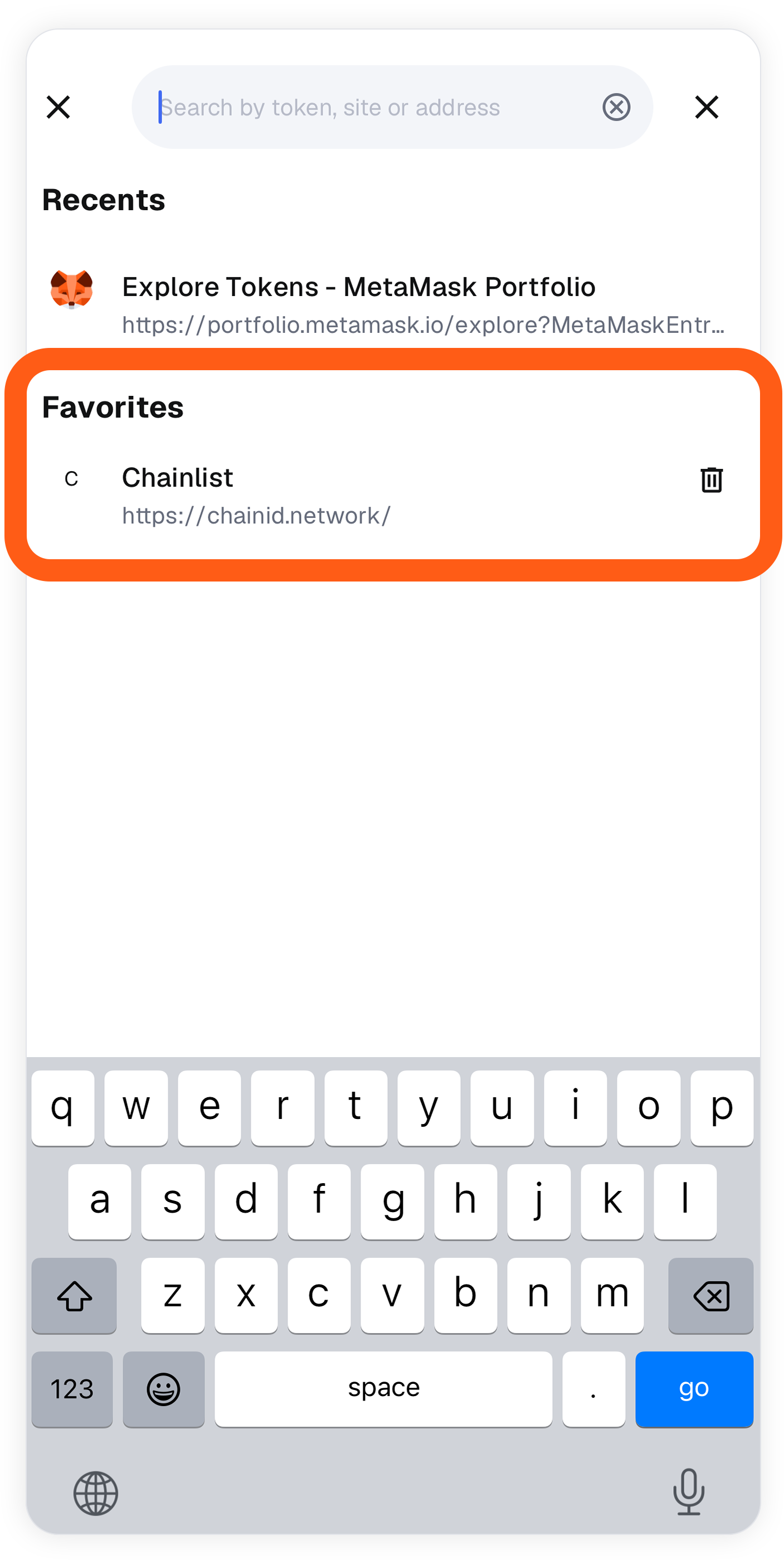 MetaMask mobile browser locate favorites