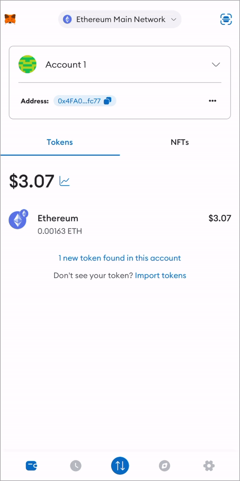MetaMask view on etherscan
mobile
