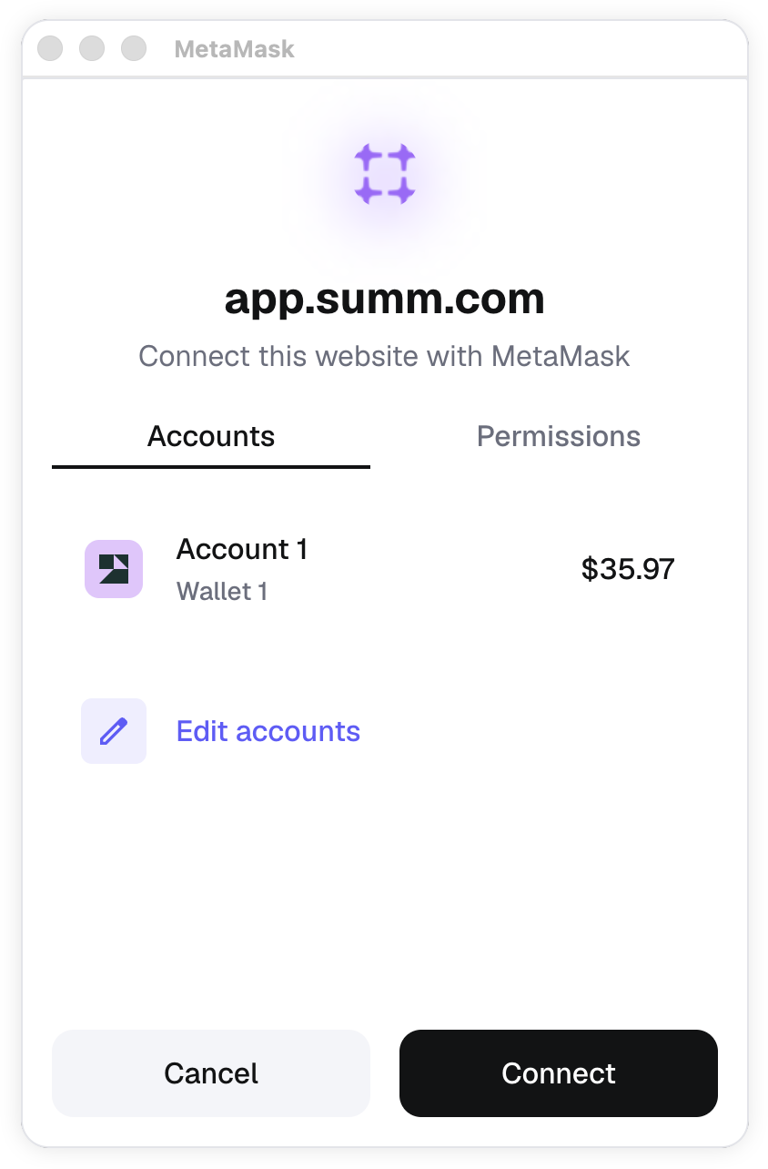 MetaMask Portfolio connect summ app with extension