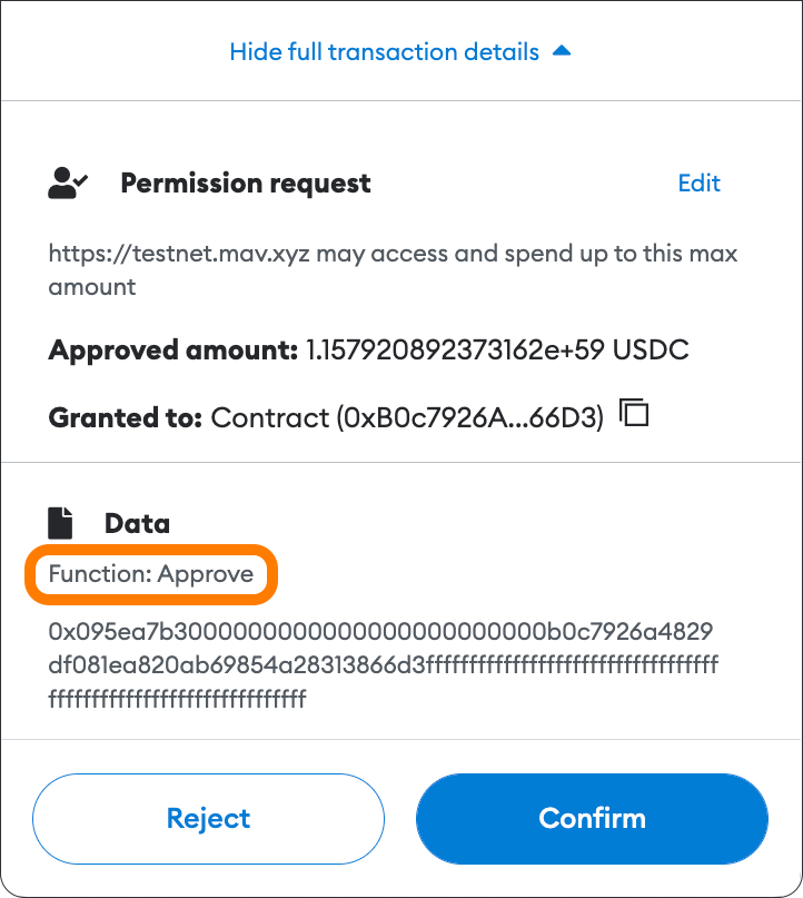 Token approval data
