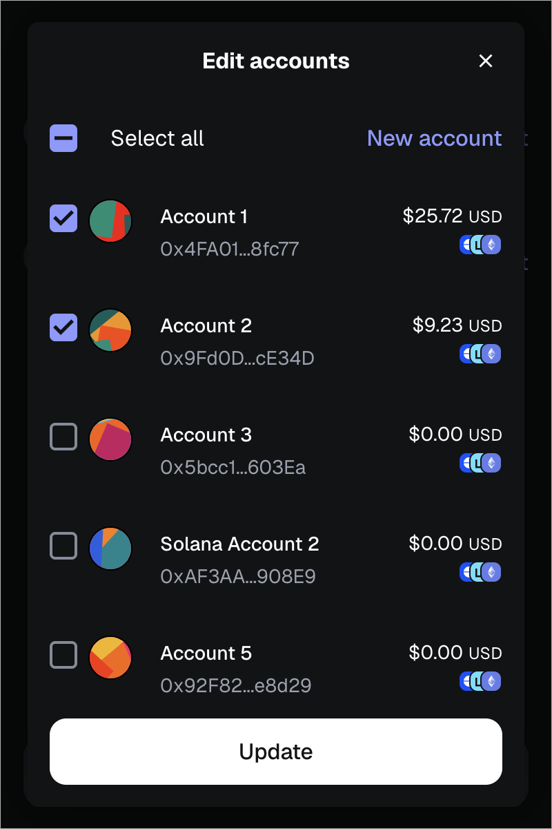 MetaMask extension connected dapp edit accounts