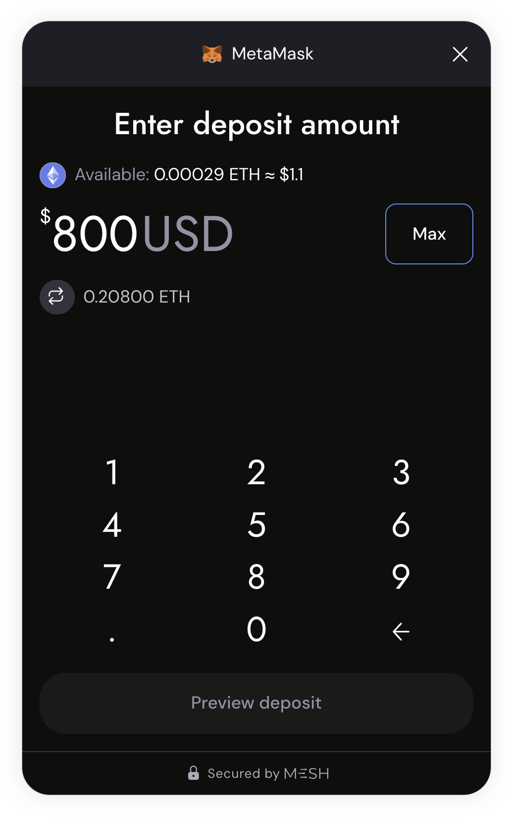 MetaMask Portfolio CEX transfer secure link select amount