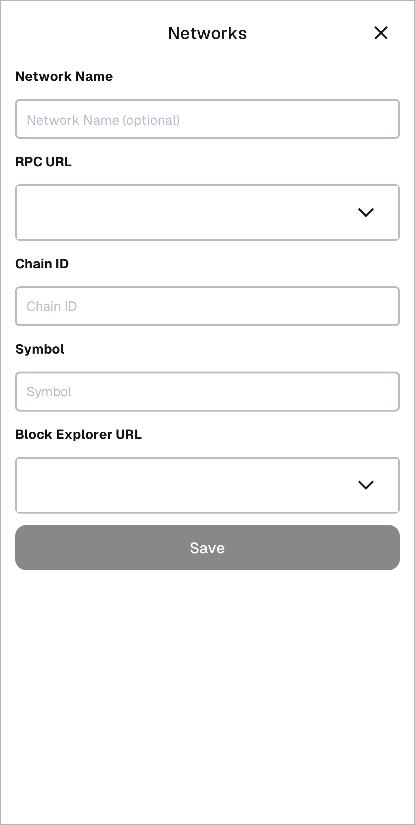 MetaMask mobile add custom network form