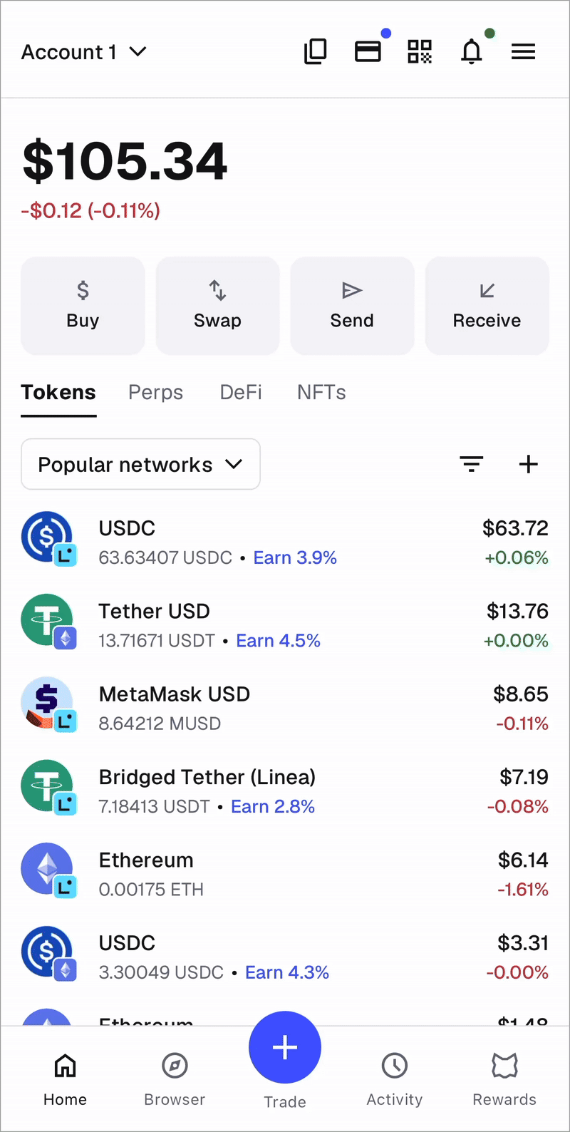 MetaMask mobile hide token
